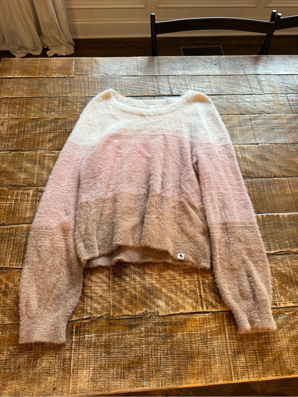 Soft Ombre Crewneck Girl’s Sweater - Pink, Cream, Brown
